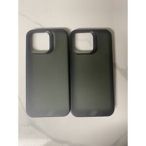 2 Unbranded Hard Plastic Case for iPhone 15 Pro Max Black Smoky Gray Back